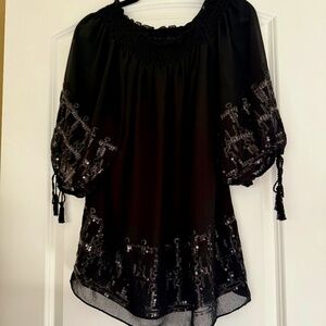 Max Edition Smocked Top w/Sequins